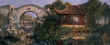 Jardín del delta de Changjiang del sur de China Paisaje chino de Shanshui Pinturas al óleo